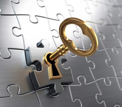 Golden key and puzzle